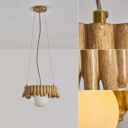 Traditional Rustic Resin Fiberglass Iron PE Branch Ball 1-Light Chandelier For Dining Room