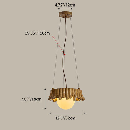 Traditional Rustic Resin Fiberglass Iron PE Branch Ball 1-Light Chandelier For Dining Room