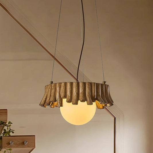 Traditional Rustic Resin Fiberglass Iron PE Branch Ball 1-Light Chandelier For Dining Room