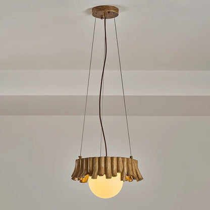 Traditional Rustic Resin Fiberglass Iron PE Branch Ball 1-Light Chandelier For Dining Room
