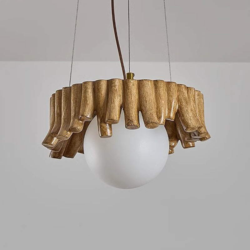 Traditional Rustic Resin Fiberglass Iron PE Branch Ball 1-Light Chandelier For Dining Room
