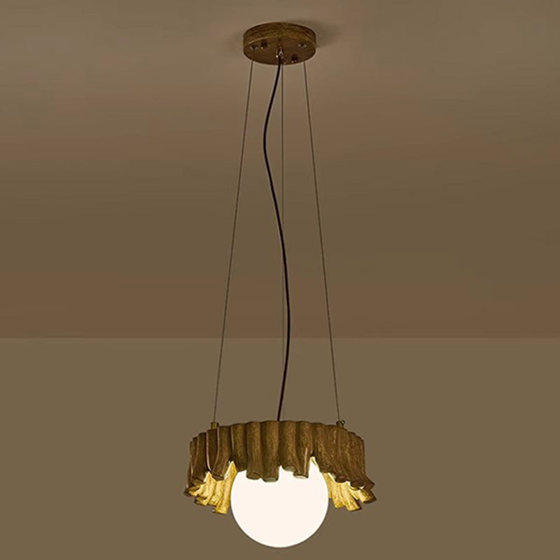 Traditional Rustic Resin Fiberglass Iron PE Branch Ball 1-Light Chandelier For Dining Room