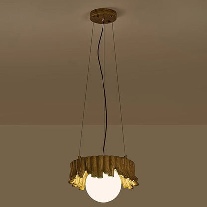 Traditional Rustic Resin Fiberglass Iron PE Branch Ball 1-Light Chandelier For Dining Room