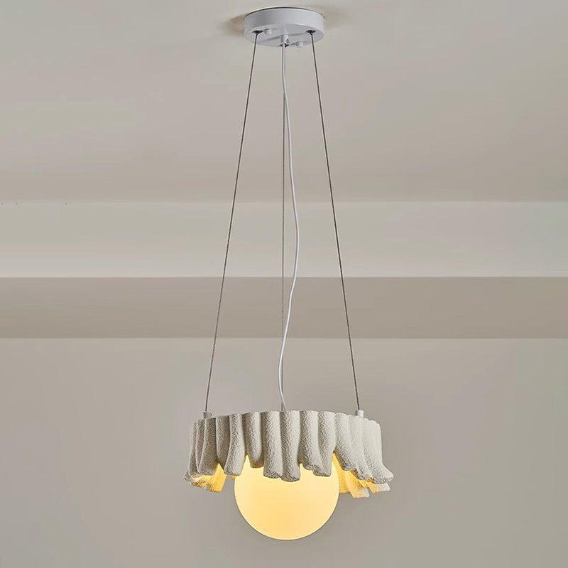 Traditional Rustic Resin Fiberglass Iron PE Branch Ball 1-Light Chandelier For Dining Room