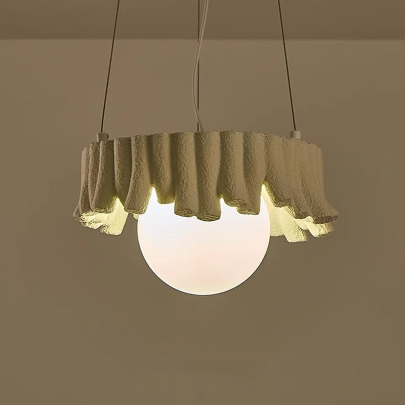 Traditional Rustic Resin Fiberglass Iron PE Branch Ball 1-Light Chandelier For Dining Room