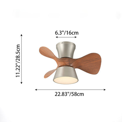 Modern Mid-Century Iron ABS Acrylic Round LED Semi-Flush Mount Ceiling Fan Light For Living Room & Bedroom