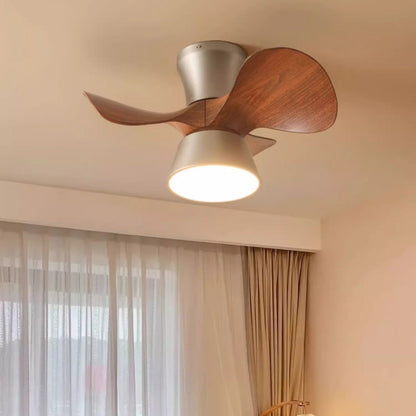 Modern Mid-Century Iron ABS Acrylic Round LED Semi-Flush Mount Ceiling Fan Light For Living Room & Bedroom