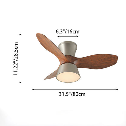 Modern Mid-Century Iron ABS Acrylic Round LED Semi-Flush Mount Ceiling Fan Light For Living Room & Bedroom