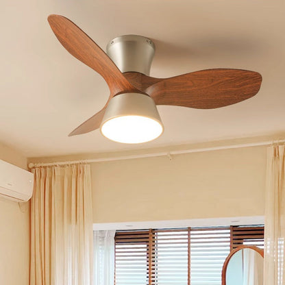 Modern Mid-Century Iron ABS Acrylic Round LED Semi-Flush Mount Ceiling Fan Light For Living Room & Bedroom
