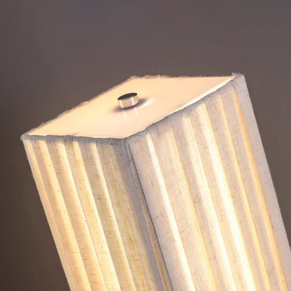 Traditional Japanese Walnut Fabric Square Column 1-Light Table Lamp For Living Room & Bedroom