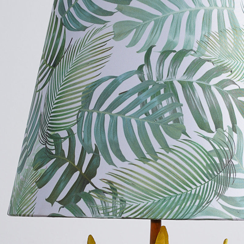 Contemporary Creative Round Bird Base Fabric Resin 1-Light Table Lamp For Bedroom