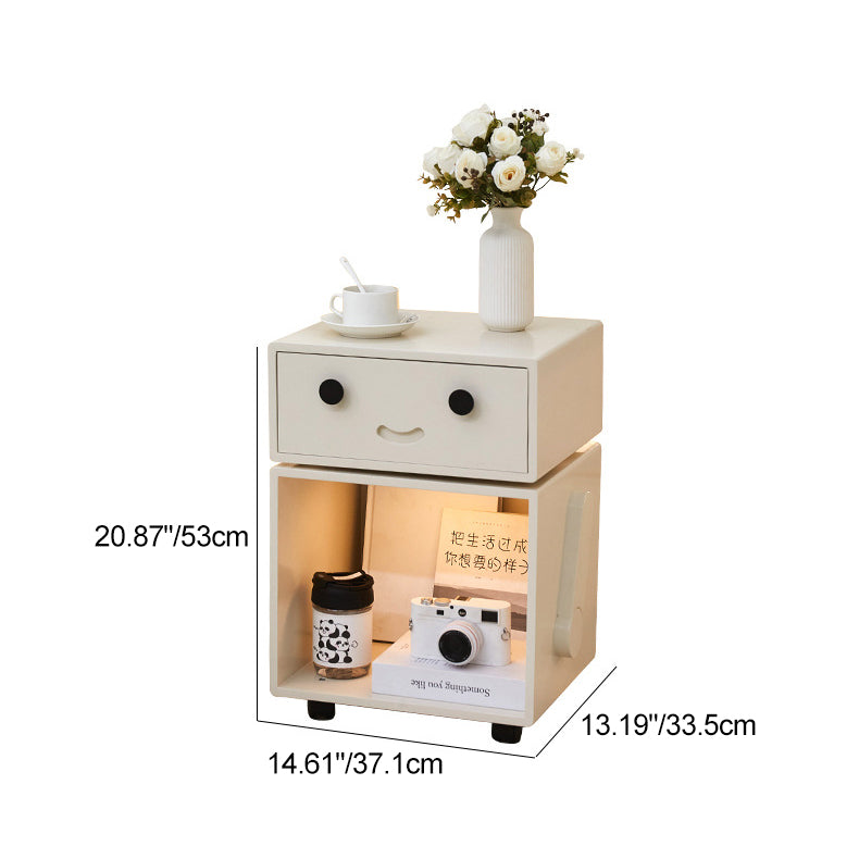 Contemporary Creative Solid Wood Metal Robot-Shaped Square Side Table With 2 Storage For Bedroom & Living Room