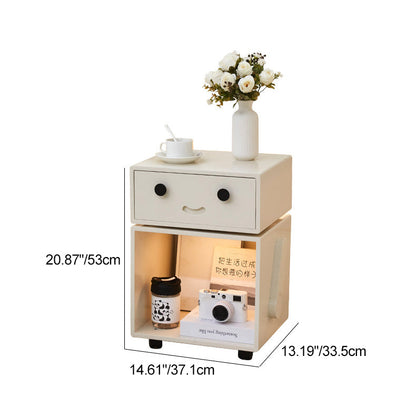 Contemporary Creative Solid Wood Metal Robot-Shaped Square Side Table With 2 Storage For Bedroom & Living Room