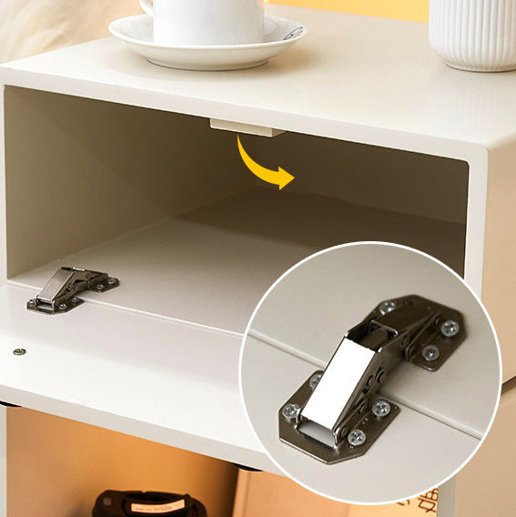 Contemporary Creative Solid Wood Metal Robot-Shaped Square Side Table With 2 Storage For Bedroom & Living Room