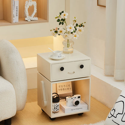 Contemporary Creative Solid Wood Metal Robot-Shaped Square Side Table With 2 Storage For Bedroom & Living Room