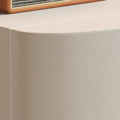 Contemporary Creative Solid Wood Microfiber Leather Rounded Square Nightstand 2-Drawer For Bedroom