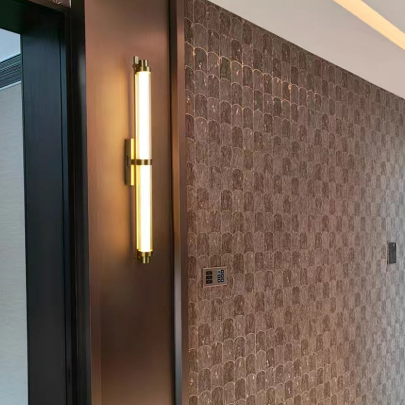 مصباح حائط LED مستطيل الشكل مصنوع من الحديد والزجاج بتصميم عصري بسيط لغرفة المعيشة