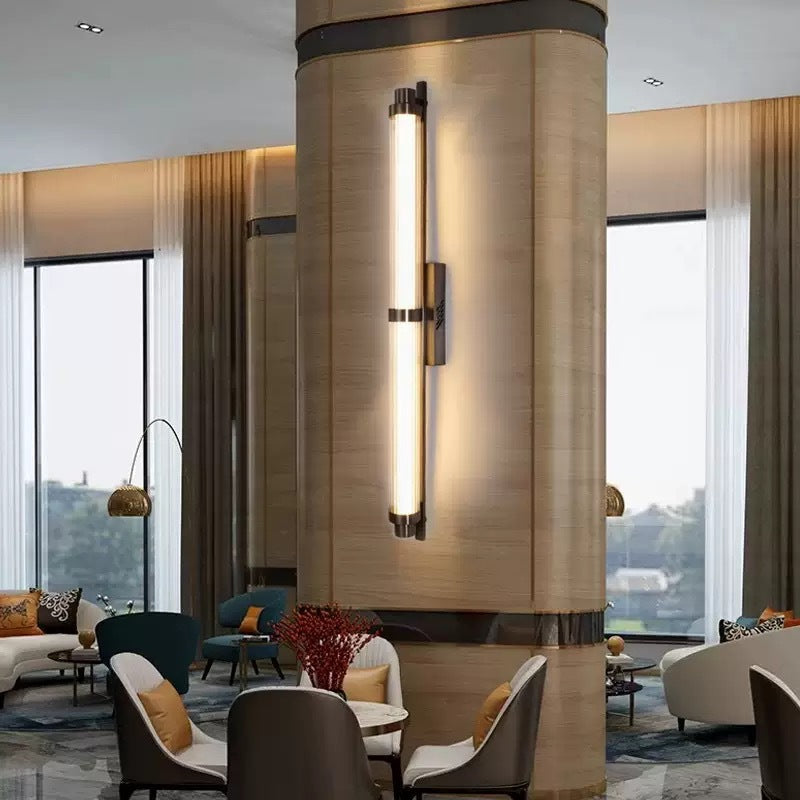مصباح حائط LED مستطيل الشكل مصنوع من الحديد والزجاج بتصميم عصري بسيط لغرفة المعيشة