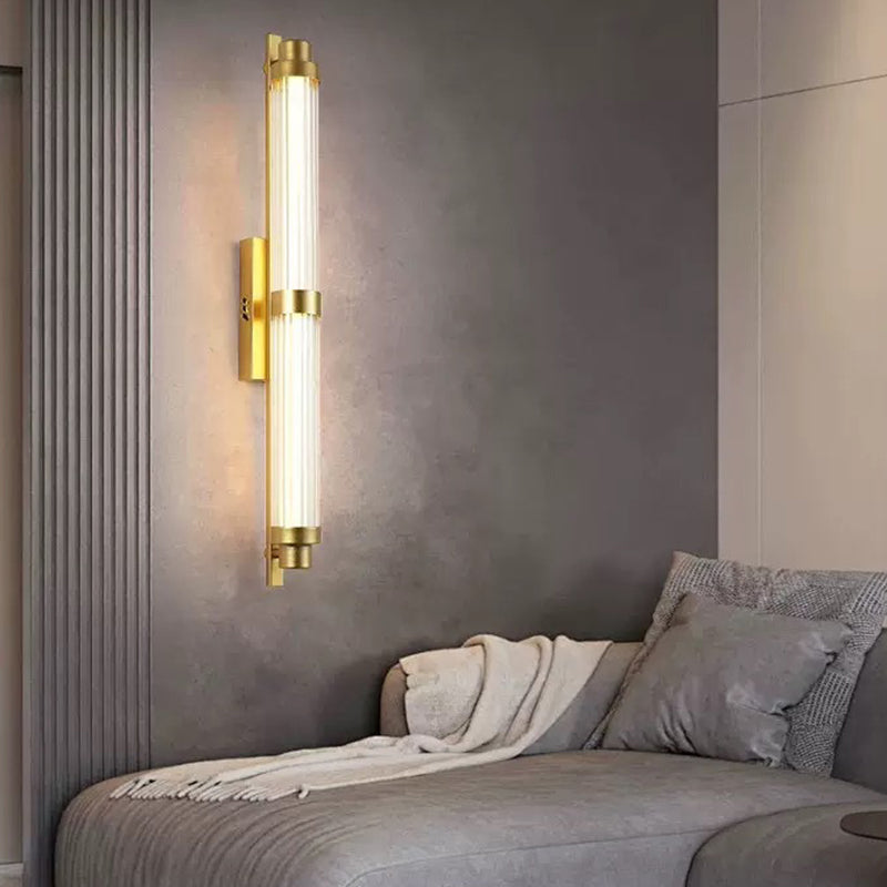 مصباح حائط LED مستطيل الشكل مصنوع من الحديد والزجاج بتصميم عصري بسيط لغرفة المعيشة