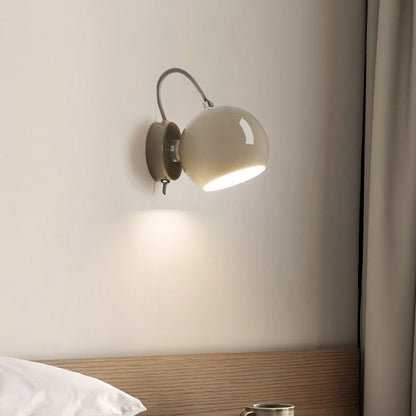 Modern Minimalist Cream Round Iron Aluminum 1-Light Wall Sconce Lamp For Bedroom