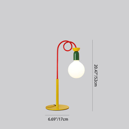 Contemporary Retro Curved Pole Round Ball Fruit Iron Glass 1/2 Light Table Lamp For Living Room
