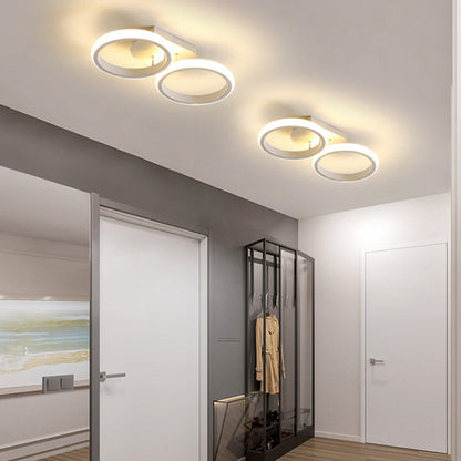 Contemporary Nordic Round Iron Plastic LED Semi-Flush Mount Ceiling Light For Living Room
