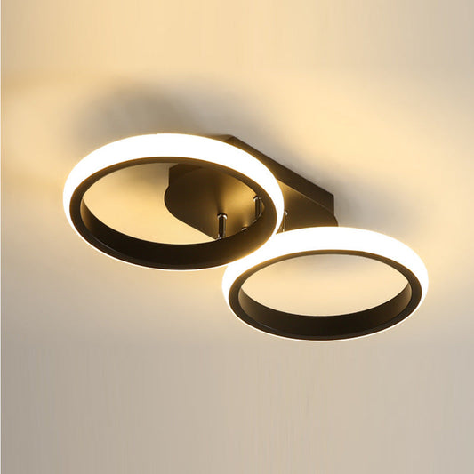 Contemporary Nordic Round Iron Plastic LED Semi-Flush Mount Ceiling Light For Living Room