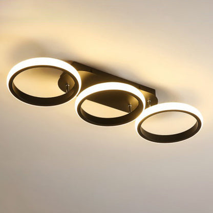 Contemporary Nordic Round Iron Plastic LED Semi-Flush Mount Ceiling Light For Living Room