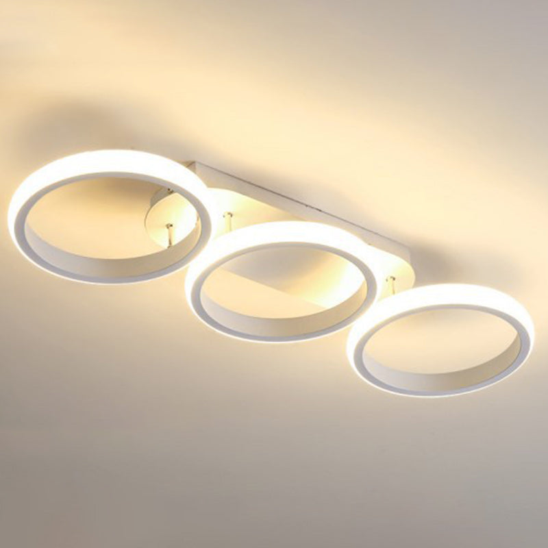 Contemporary Nordic Round Iron Plastic LED Semi-Flush Mount Ceiling Light For Living Room