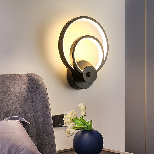 مصباح حائط LED دائري معاصر من البلاستيك والحديد بتصميم نورديك لغرفة المعيشة 