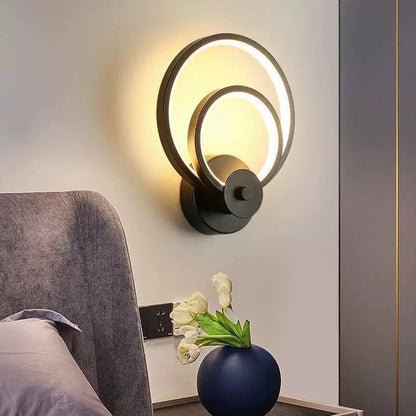 مصباح حائط LED دائري معاصر من البلاستيك والحديد بتصميم نورديك لغرفة المعيشة 