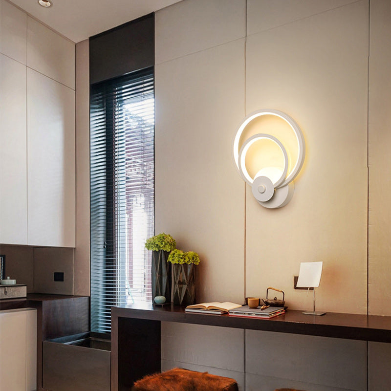 مصباح حائط LED دائري معاصر من البلاستيك والحديد بتصميم نورديك لغرفة المعيشة 