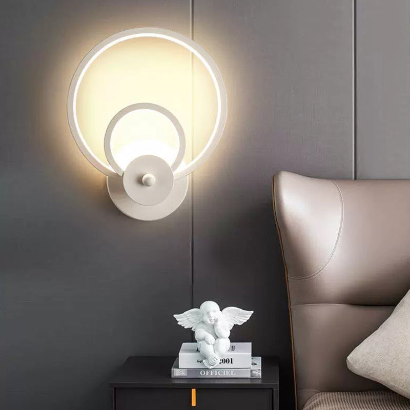 مصباح حائط LED دائري معاصر من البلاستيك والحديد بتصميم نورديك لغرفة المعيشة 