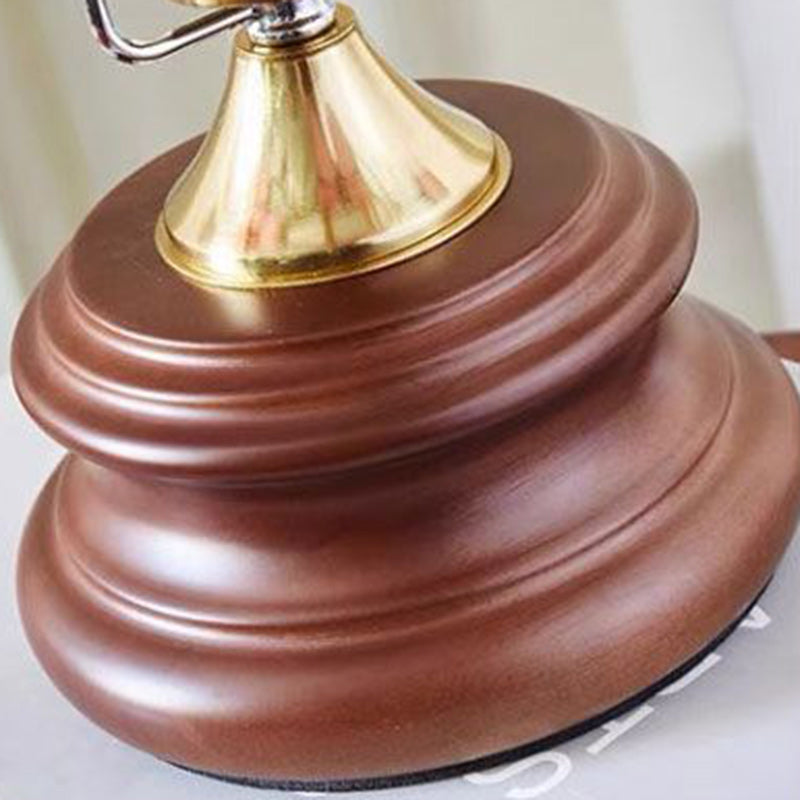 Traditional Vintage Cone Glass Wood Copper 1-Light Table Lamp For Living Room