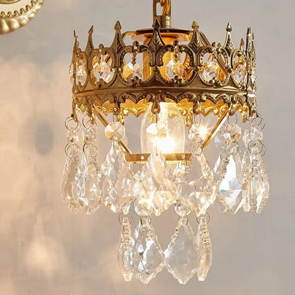 Traditional French Teardrop Crystal Iron 1-Light Wall Sconce Lamp For Living Room