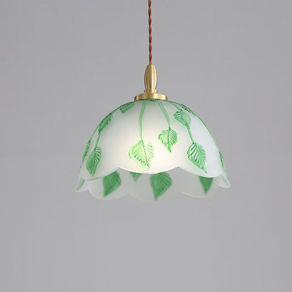 Contemporary Nordic Drum Glass Copper 1-Light Pendant Light For Living Room