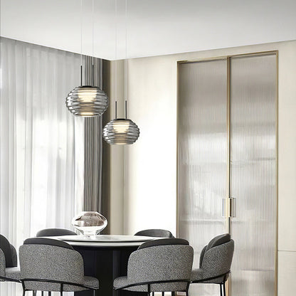 Modern Minimalist Globe Steel Glass LED Pendant Light For Living Room