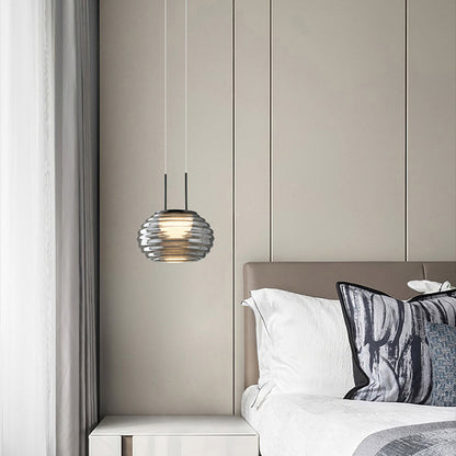 Modern Minimalist Globe Steel Glass LED Pendant Light For Living Room