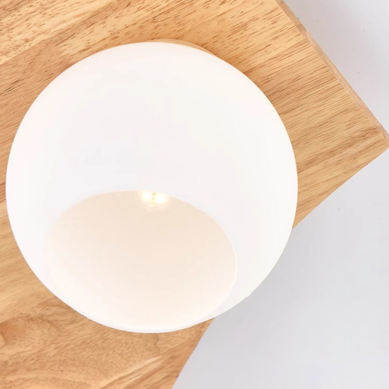 Contemporary Nordic Globe Wood Iron Glass 3/5-Light Semi-Flush Mount Ceiling Light For Living Room