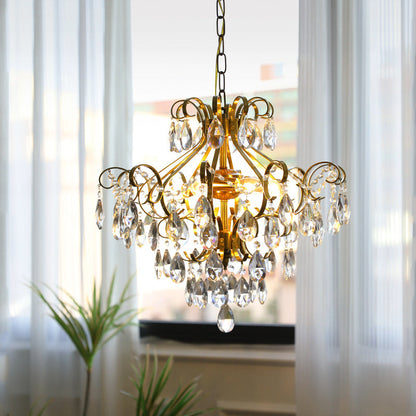 Contemporary Luxury Teardrop Copper Crystal 6-Light Chandelier For Living Room