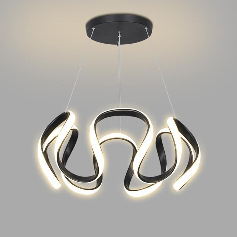 Contemporary Creative Stripe Iron PVC LED Chandelier For Living Room