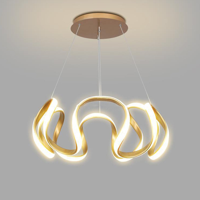 Contemporary Creative Stripe Iron PVC LED Chandelier For Living Room
