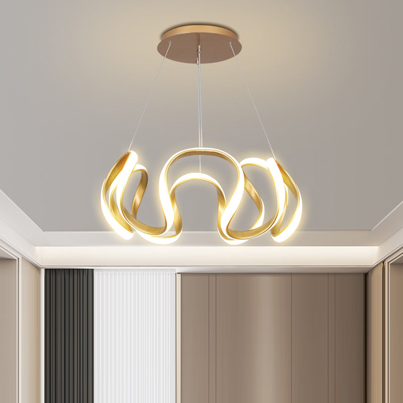 Contemporary Creative Stripe Iron PVC LED Chandelier For Living Room