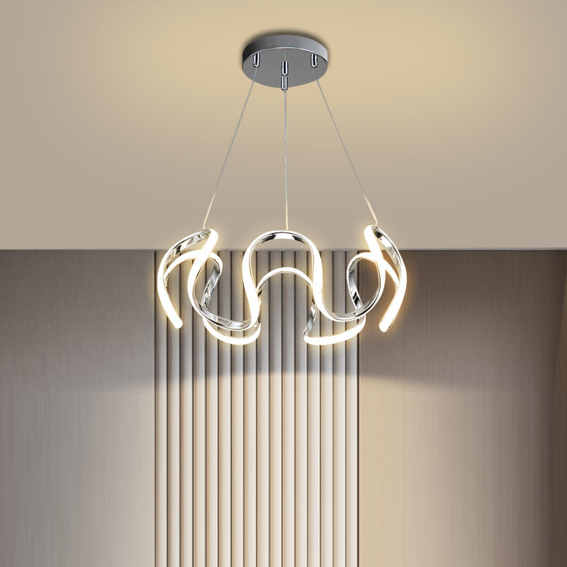 Contemporary Creative Stripe Iron PVC LED Chandelier For Living Room