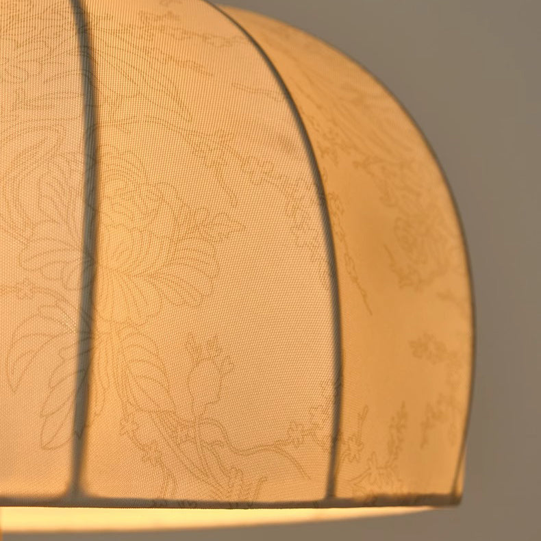 Traditional French Dome Wood Iron Fabric 1-Light Table Lamp For Living Room