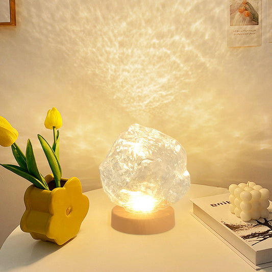 Modern Art Deco Trapezoid Plastic Glass LED Table Lamp For Living Room