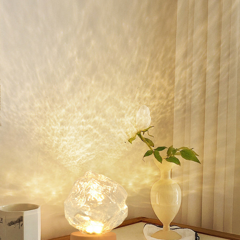 Modern Art Deco Trapezoid Plastic Glass LED Table Lamp For Living Room
