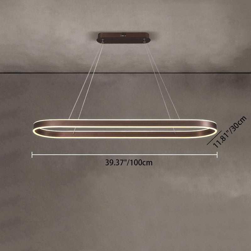 Modern Minimalist Oval Aluminum Acrylic LED Chandelier For Living Room
