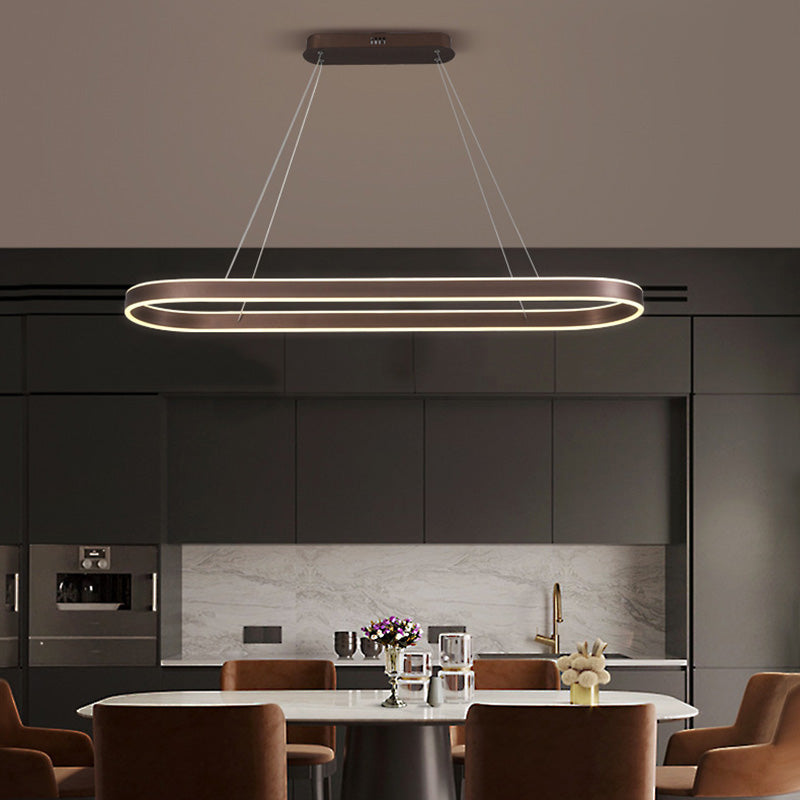 Modern Minimalist Oval Aluminum Acrylic LED Chandelier For Living Room