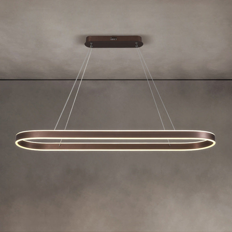 Modern Minimalist Oval Aluminum Acrylic LED Chandelier For Living Room